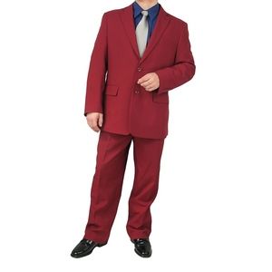 2 Piece Men's Single Breasted Suit-Burgundy